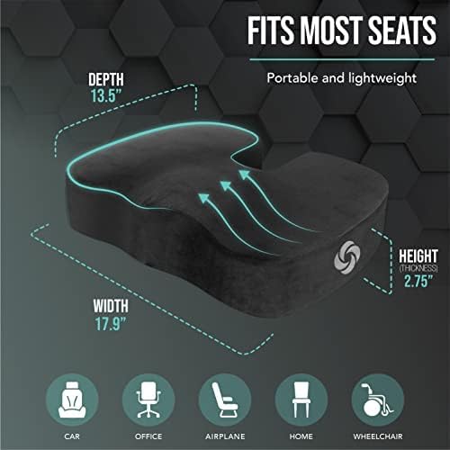 Samsonite Memory Foam Seat Cushion – Ergonomic Cushion for Office Chair, Tailbone Pressure Pad, Coccyx Support for Sciatica, Supportive Seat for Car, Desk, and Gaming Chairs, Black - Image 6
