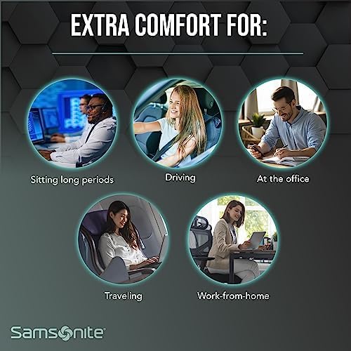 Samsonite Memory Foam Seat Cushion – Ergonomic Cushion for Office Chair, Tailbone Pressure Pad, Coccyx Support for Sciatica, Supportive Seat for Car, Desk, and Gaming Chairs, Black - Image 8